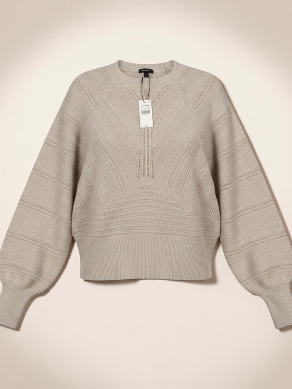 Express Neutral Slouchy Crewneck Sweater in Taupe